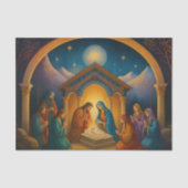 Papier Mousseline Scène de la Nativité Peinte Moderne (Recto)