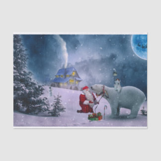 Papier Mousseline Scène de neige de l'Ours polaire de Noël à Père No