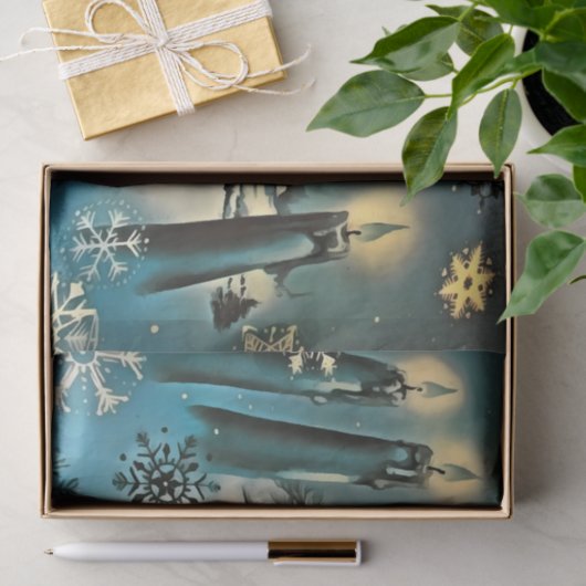 Papier Mousseline Scène de Noël de Snowy (Cadeau)