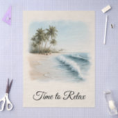 Papier Mousseline Scène de plage tropicale à l'aquarelle (Artisanat)