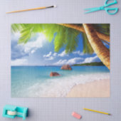 Papier Mousseline Scène de plage tropicale Palmiers Découpage (Artisanat)