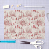 Papier Mousseline Scène d'hiver rouge vintage (Artisanat)