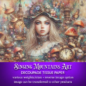 Papier Mousseline Scène Imaginaire de champignons Alice Wonderland D