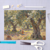 Papier Mousseline Scène impressionniste d'oliveraie (Artisanat)