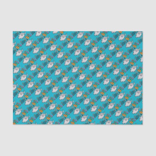 Papier Mousseline Scène mignonne de poissons d'éléphant avec le (Recto)