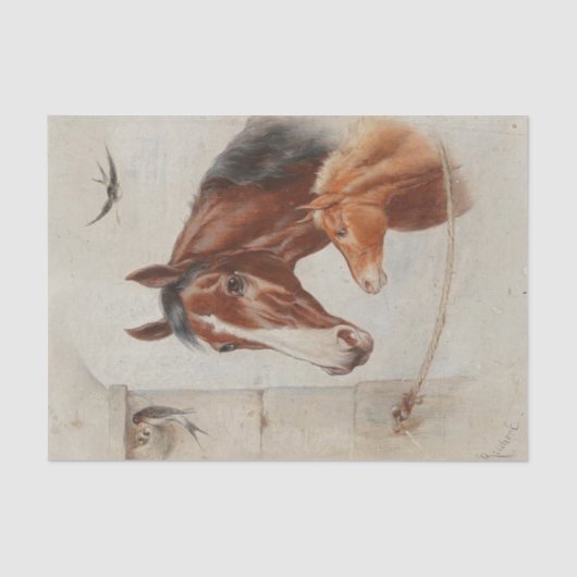 Papier Mousseline Scène stable idyllique par Carl Reichert (Recto)