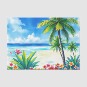 Papier Mousseline Scène tropicale vibrante avec palmiers