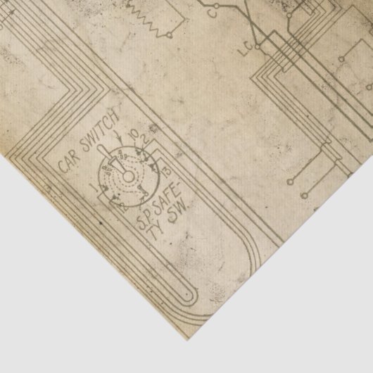 Papier Mousseline Schéma électrique sur découpage Brown (Détail)