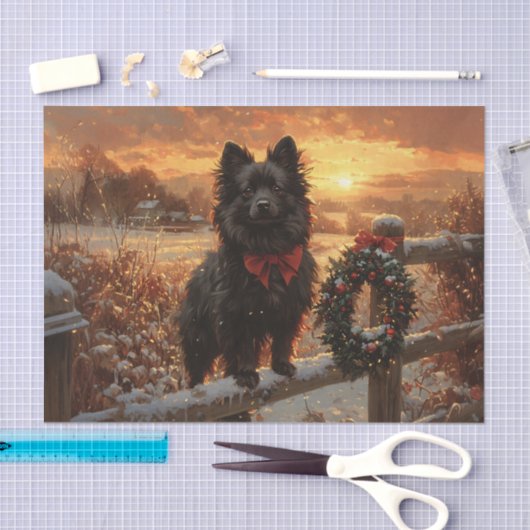 Papier Mousseline Schipperke Chien rustique Découpage hiver (Artisanat)