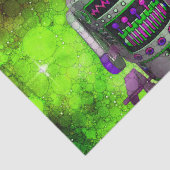 Papier Mousseline Sci fi toy robot galaxie verte anniversaire rétro  (Détail)