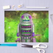 Papier Mousseline Sci fi toy robot galaxie verte anniversaire rétro  (Artisanat)