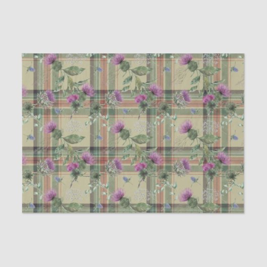 Papier Mousseline Scottish Floral et Tartan Series Design 16 (Recto)