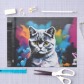 Papier Mousseline Scottish Fold Art Vibrant (Artisanat)