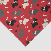 Papier Mousseline Scottish Terrier Paws and Bones Red (Détail)