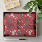 Papier Mousseline Scottish Terrier Paws and Bones Red (Cadeau)