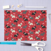 Papier Mousseline Scottish Terrier Paws and Bones Red (Artisanat)