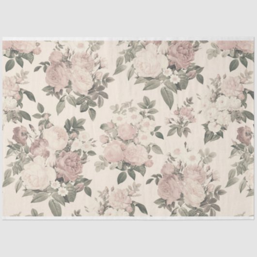 Papier Mousseline Scrappante rose Floral Series Design 2 (Recto)