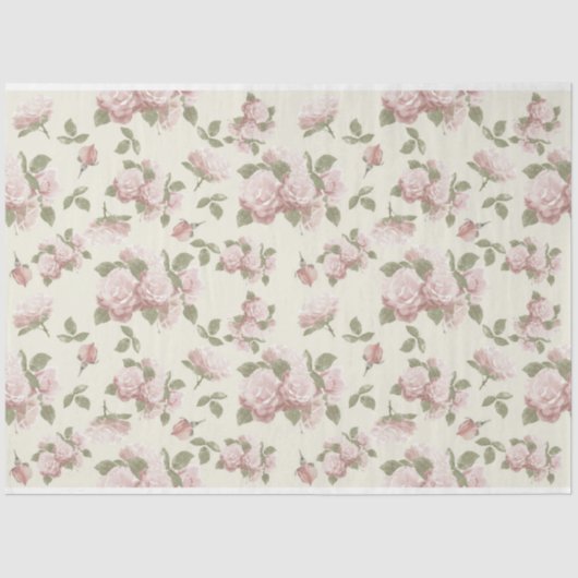 Papier Mousseline Scrappante rose Floral Series Design 6 (Recto)