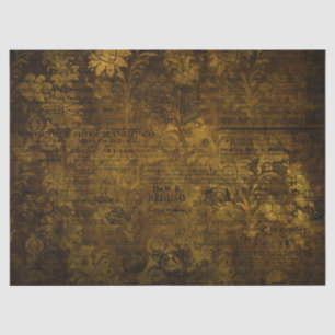 Papier Mousseline Script Damask Grunge Gold en laiton vintage