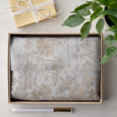 Papier Mousseline Script Damask Or antique (Cadeau)