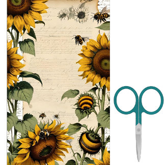 Papier Mousseline Script de la ligne des tournesols et des abeilles