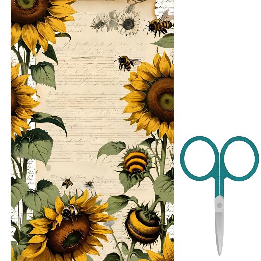 Papier Mousseline Script de la ligne des tournesols et des abeilles