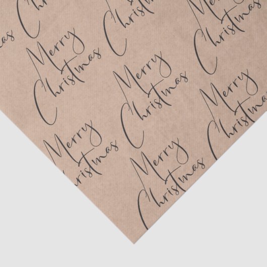 Papier Mousseline Script de Noël rustique Kraft (Détail)