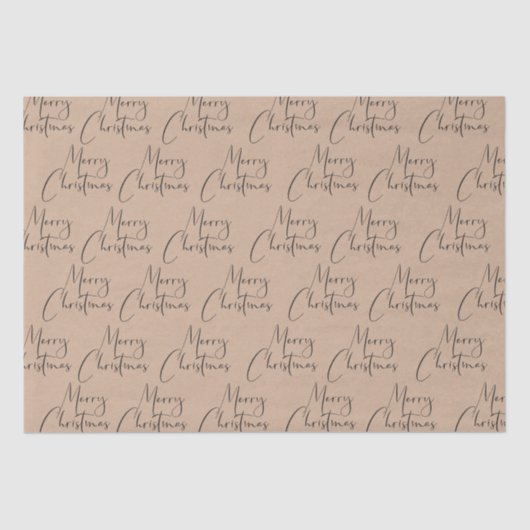 Papier Mousseline Script de Noël rustique Kraft (Recto)