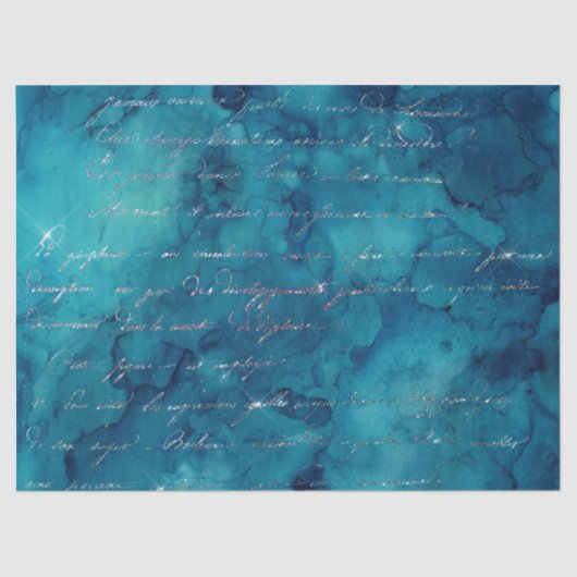 Papier Mousseline Script d'irruption sur le découpage Turquoise Abst (Recto)
