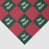 Papier Mousseline Script Joyeux Noël Vert et Rouge Damier (Détail)