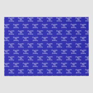 Papier Mousseline Script minimaliste de nom blanc bleu royal