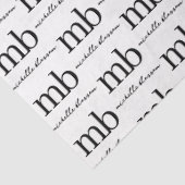Papier Mousseline Script moderne noir blanc tendance Monogramme init (Détail)