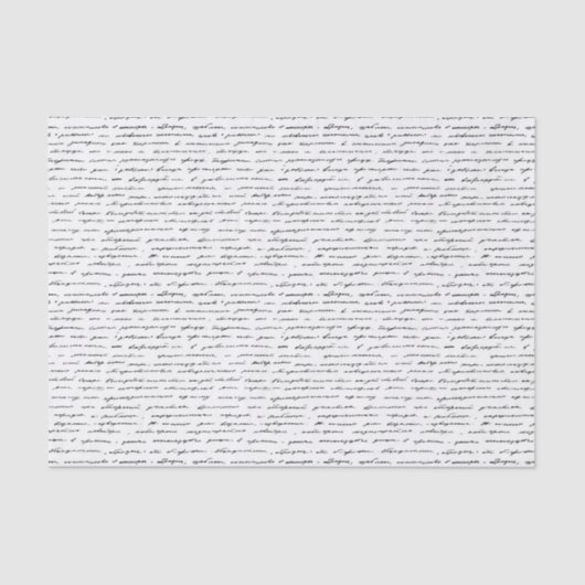 Papier Mousseline Script ou Motif de texte noir et blanc (Recto)