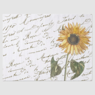 Papier Mousseline Script Vintage Yellow Sunflower