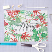 Papier Mousseline Scripts Holly Red Green Merry (Artisanat)