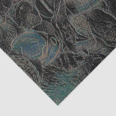 Papier Mousseline Sea Shells Ocean Beach Turquoise Black Art Decoupa (Détail)