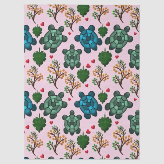 Papier Mousseline Sea Turtle Lover Gift, Cute Turtle Pattern, Marine (Recto)