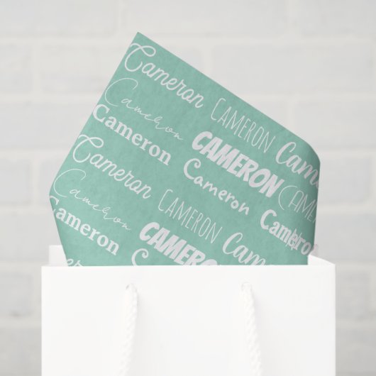 Papier Mousseline Seafoam Mint Green Birthday Personalized Name (Sac cadeau)