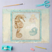 Papier Mousseline Seahorse Beach Aquarelle Ephemera Découpage Art (Artisanat)