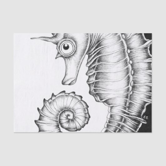 Papier Mousseline Seahorse Ink Black and White (Recto)