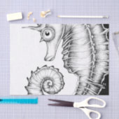 Papier Mousseline Seahorse Ink Black and White (Artisanat)