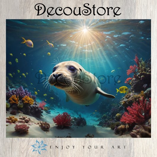 Papier Mousseline Seal Underwater Decoupage