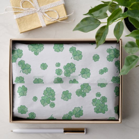Papier Mousseline Seamless Lucky Four-Leaf Clover Pattern (Cadeau)