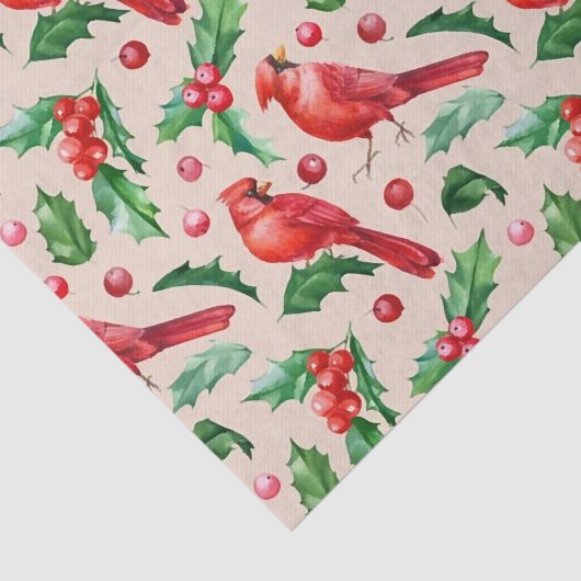 Papier Mousseline Seamless pattern red cardinal birds (Détail)