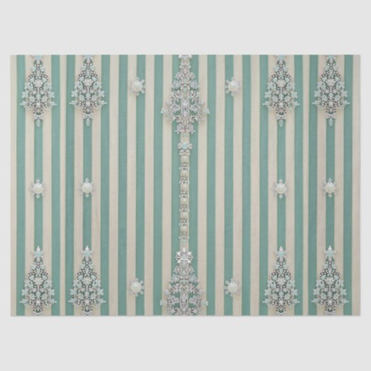 Papier Mousseline Seaoam Striped Crystal Trees (Recto)