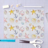 Papier Mousseline Seaside Seashs Starfish Aquarelle Motif (Artisanat)