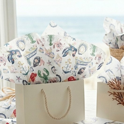Papier Mousseline Seaside Soirée Coastal Pattern Tissue Paper