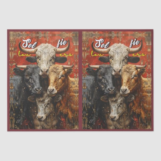 Papier Mousseline Selfie Lovers Vaches (Recto)