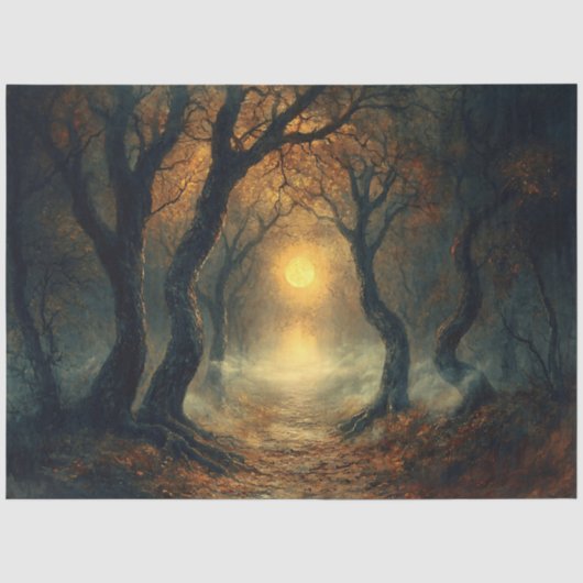 Papier Mousseline Sentier Automnal Découpe sous Clair de Lune (Recto)