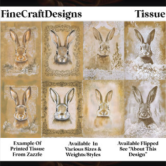 Papier Mousseline Sepia Bunny Artwork, Easter Crafts EV3R Decoupage